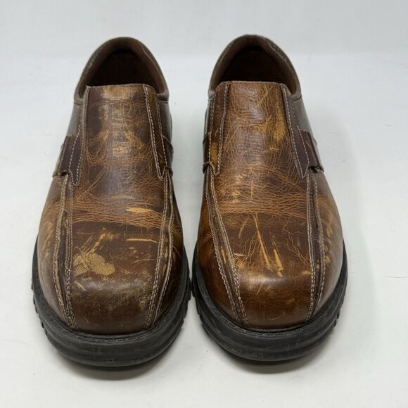 GBX Chunky Shoes Mens 12 M Brown Distressed Leather Slip On Vintage Y2K Biker - Picture 5 of 16